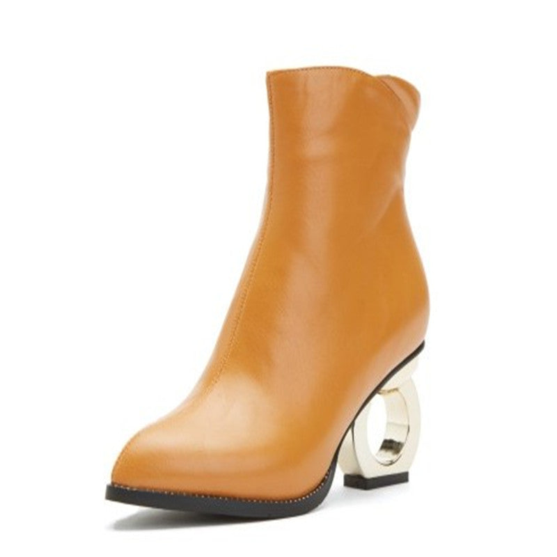 Goldene Stiefeletten mit ovalem Absatz (Farboptionen)