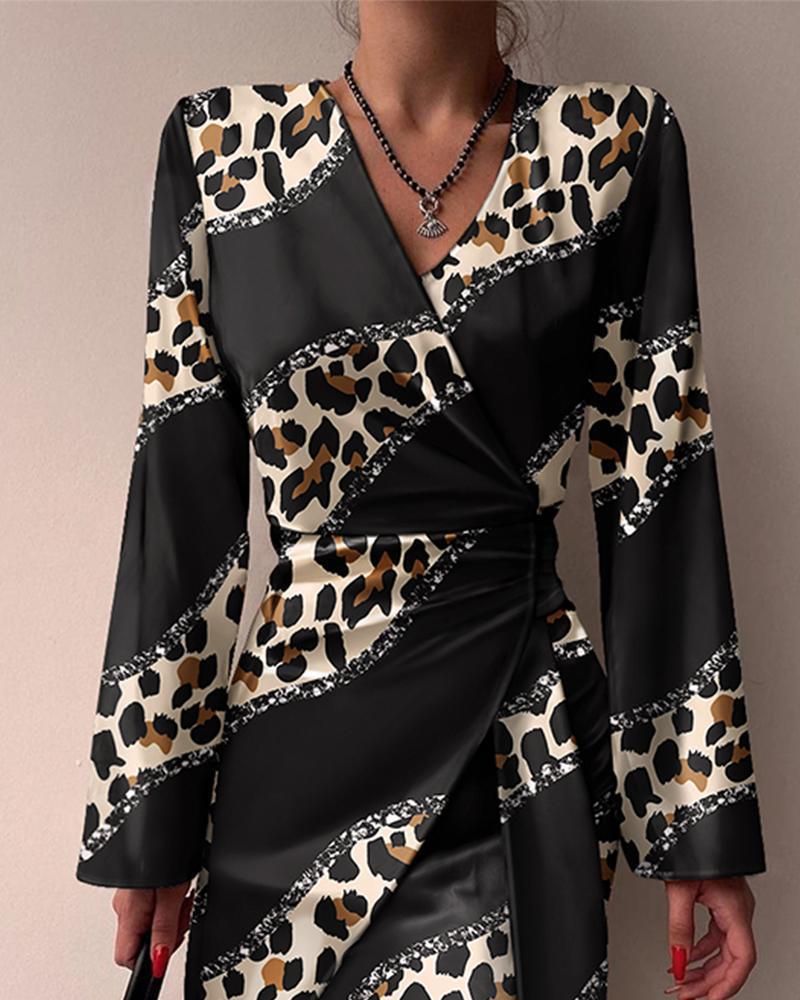 Vestido estampado de leopardo y negro para mujer