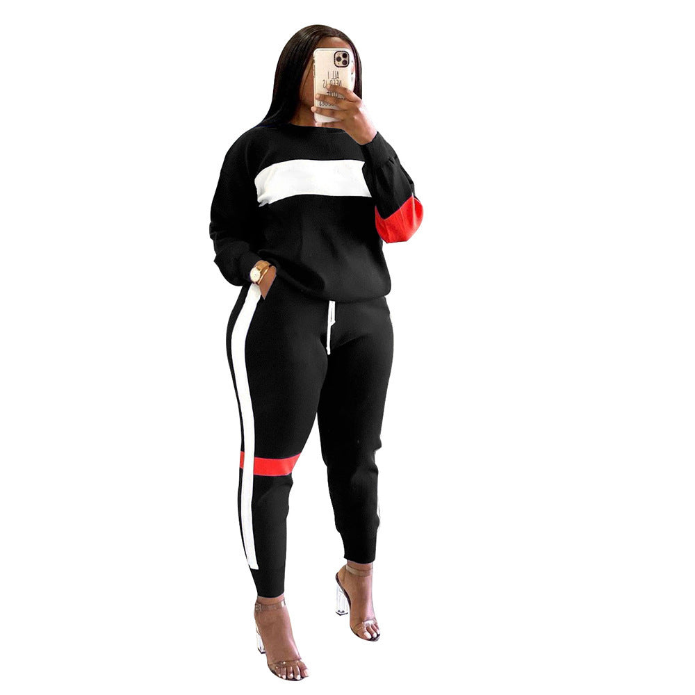 Gestreifter Pullover/kurzärmeliger zweiteiliger Hosenanzug
