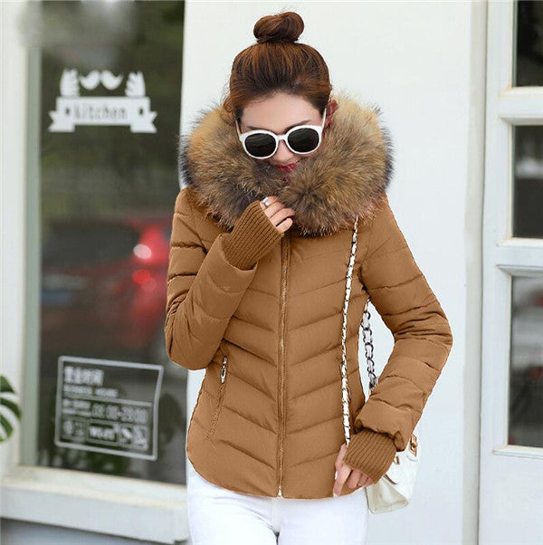 Damen-Parka-Jacke mit Pelzkragen