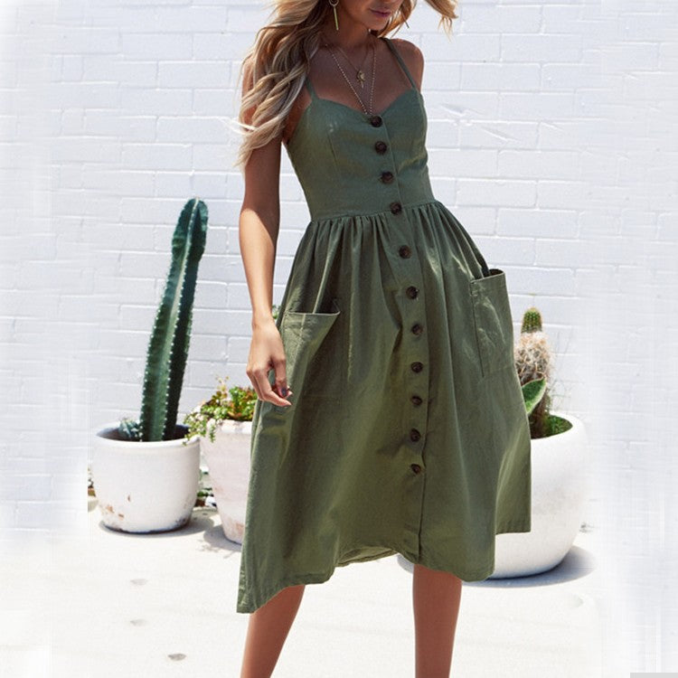 Button Pocket Sun Dress