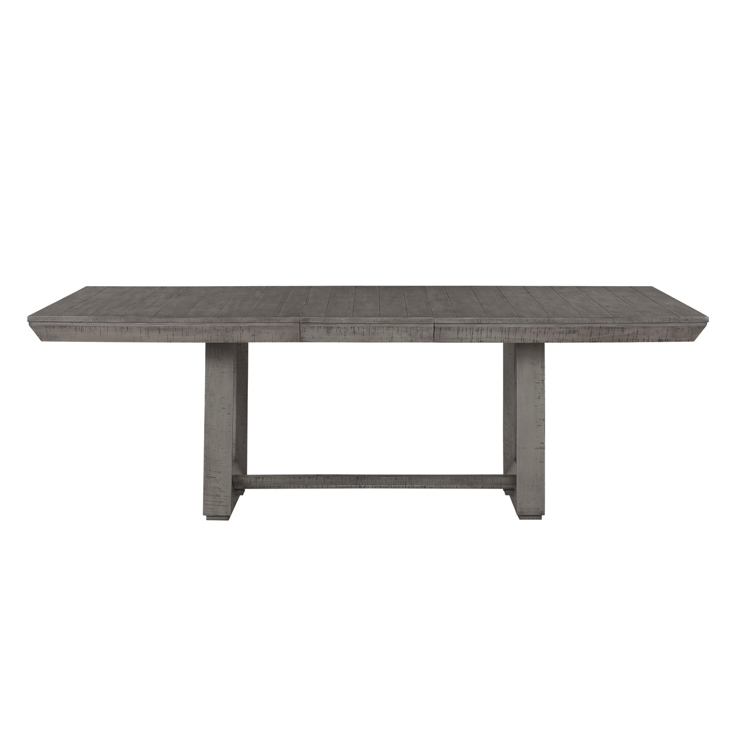 Juego de mesa de comedor gris rústico de 5 piezas con hoja extensible y 4 sillas tapizadas de tela