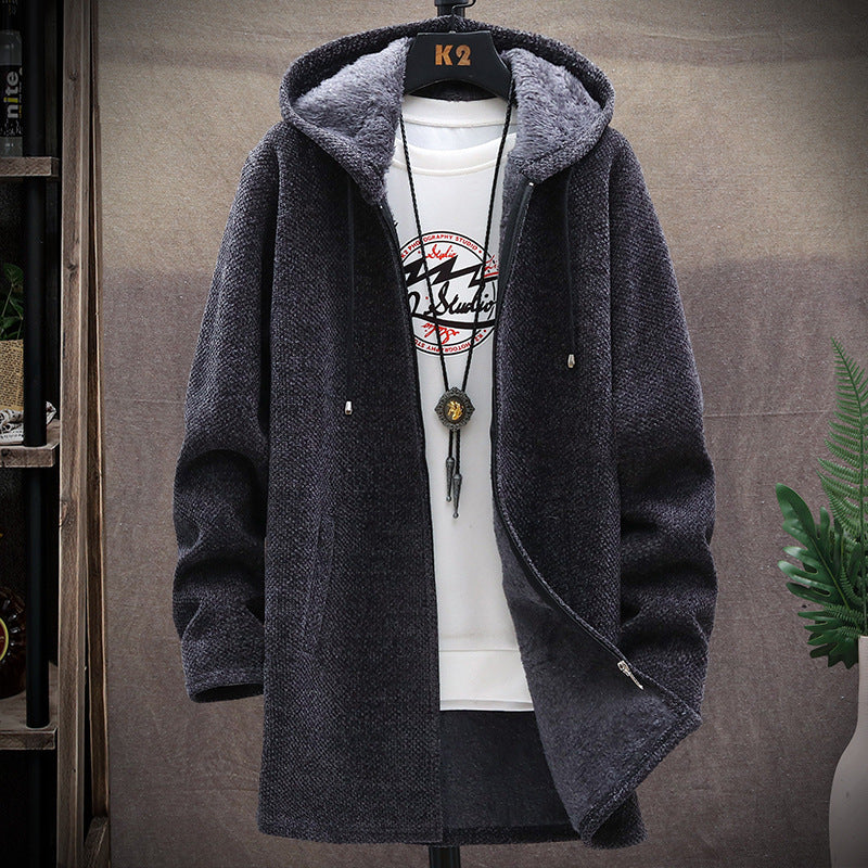 Plush Fur Lined Men's Sweater Jacket
