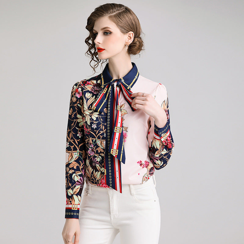 Button Up Bow Tie and Flower Print Shirt