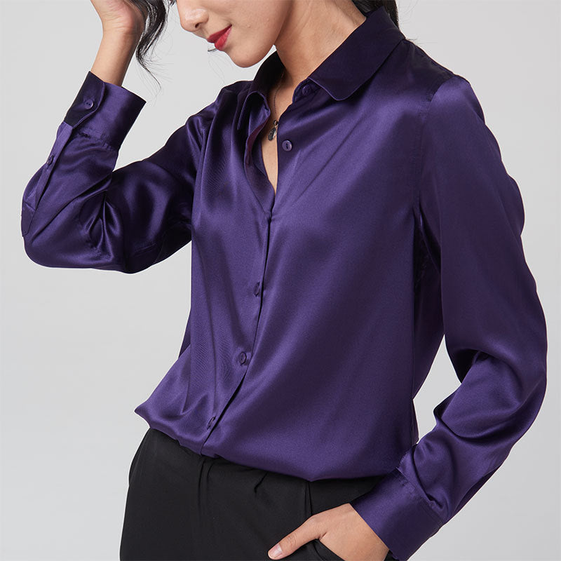 Satin Long Sleeve Collar Shirt