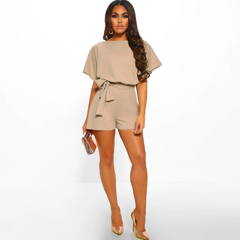 Summer Shorts Belted Jumpsuit