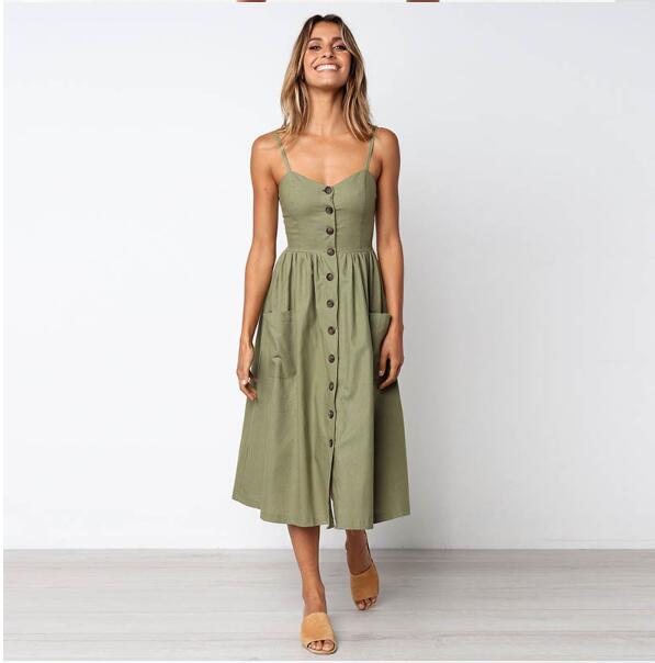 Button Pocket Sun Dress