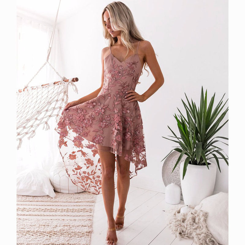 Spaghetti Strap Embroidered Dress
