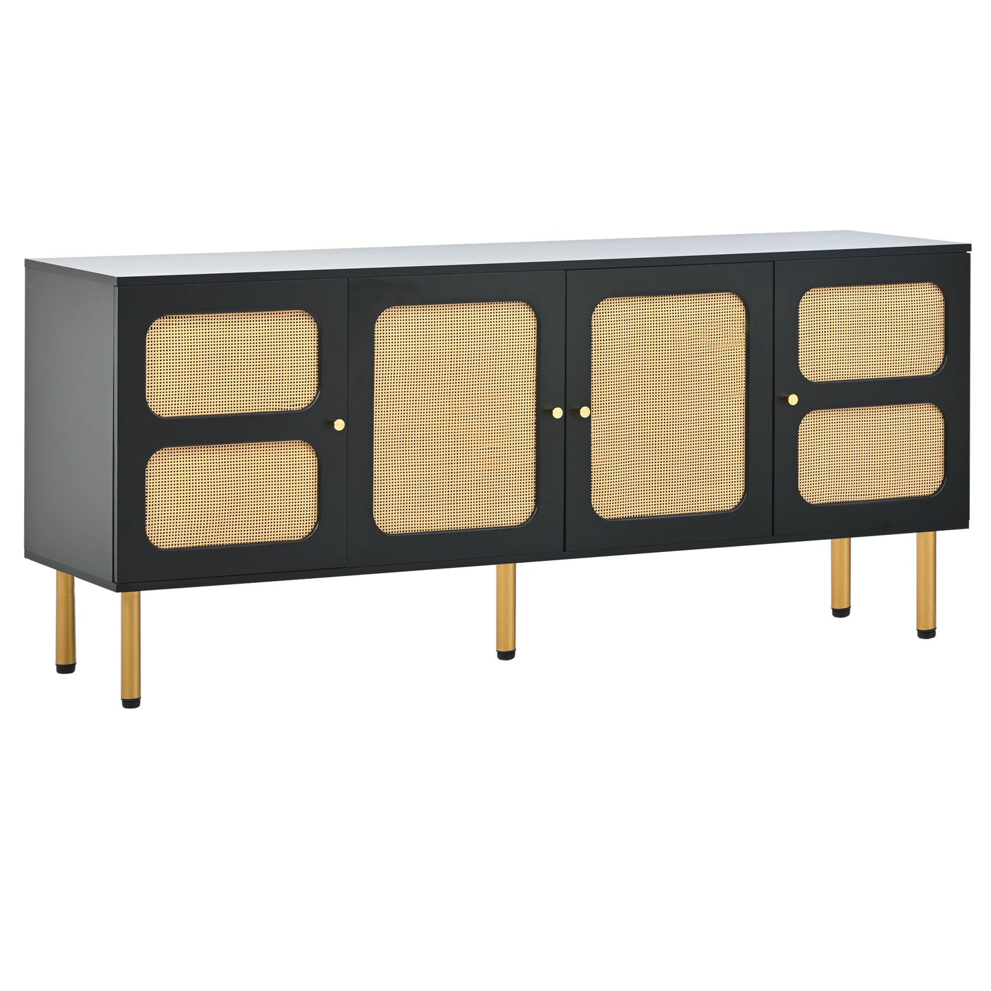 Black & Rattan TV Stand for TVs Up to 70”