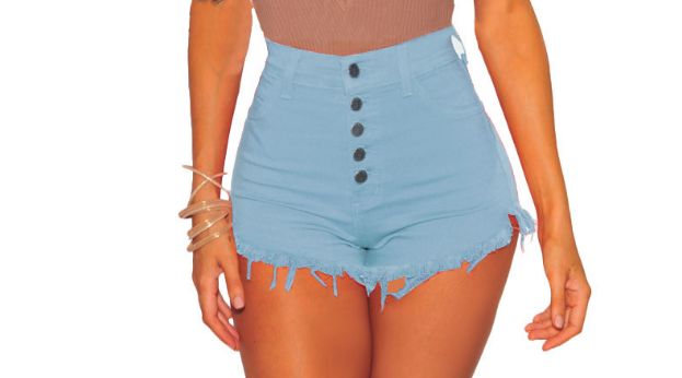 Women's Buttons and Tasseled Denim Shorts (Color Options)