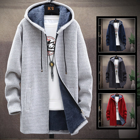 Plüschfellgefütterte Herrenpulloverjacke