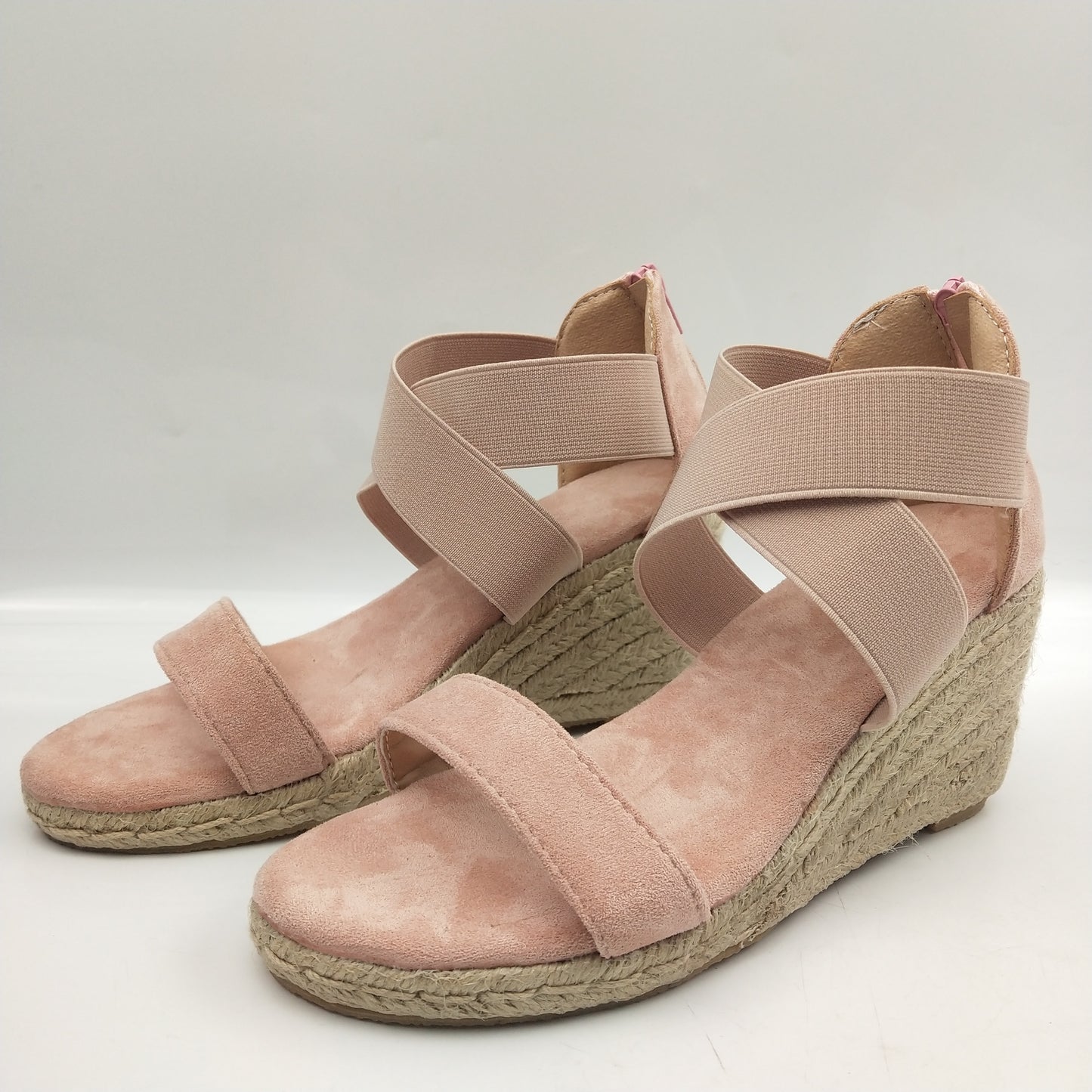 Damen-Sandalen mit kurzem Keilabsatz, Leopardenmuster und einfarbig