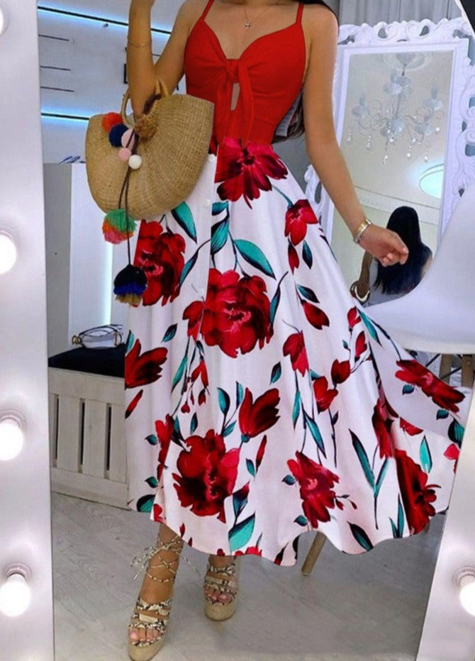 Sabrina Spaghetti Strap Bust Tie Cutout Dress