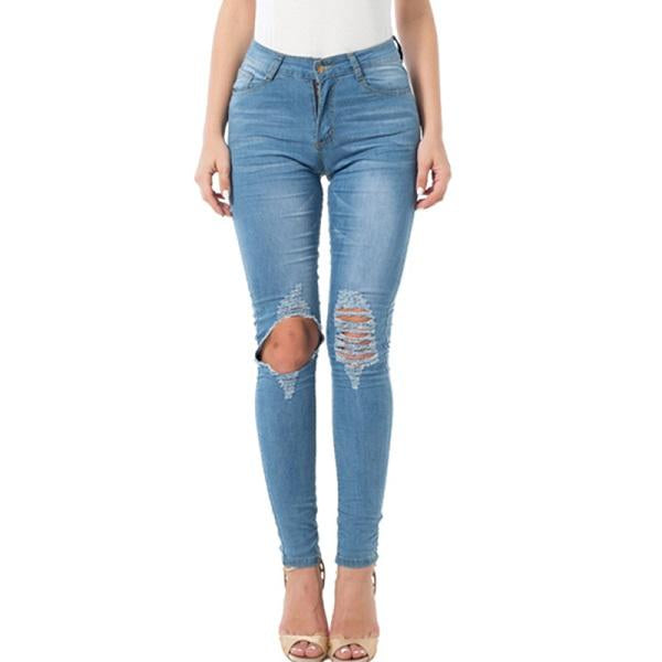 Jeans De Mezclilla Con Flores Azules Bordadas