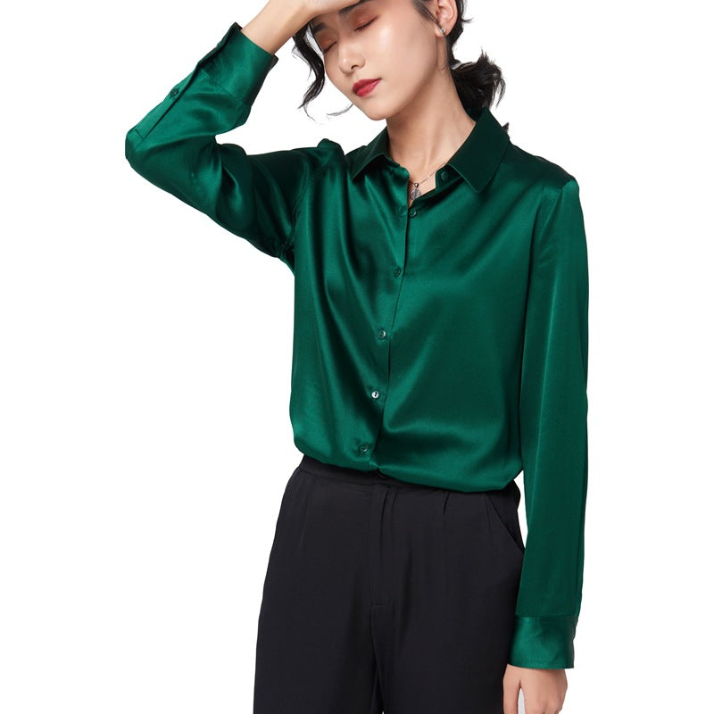 Satin Long Sleeve Collar Shirt