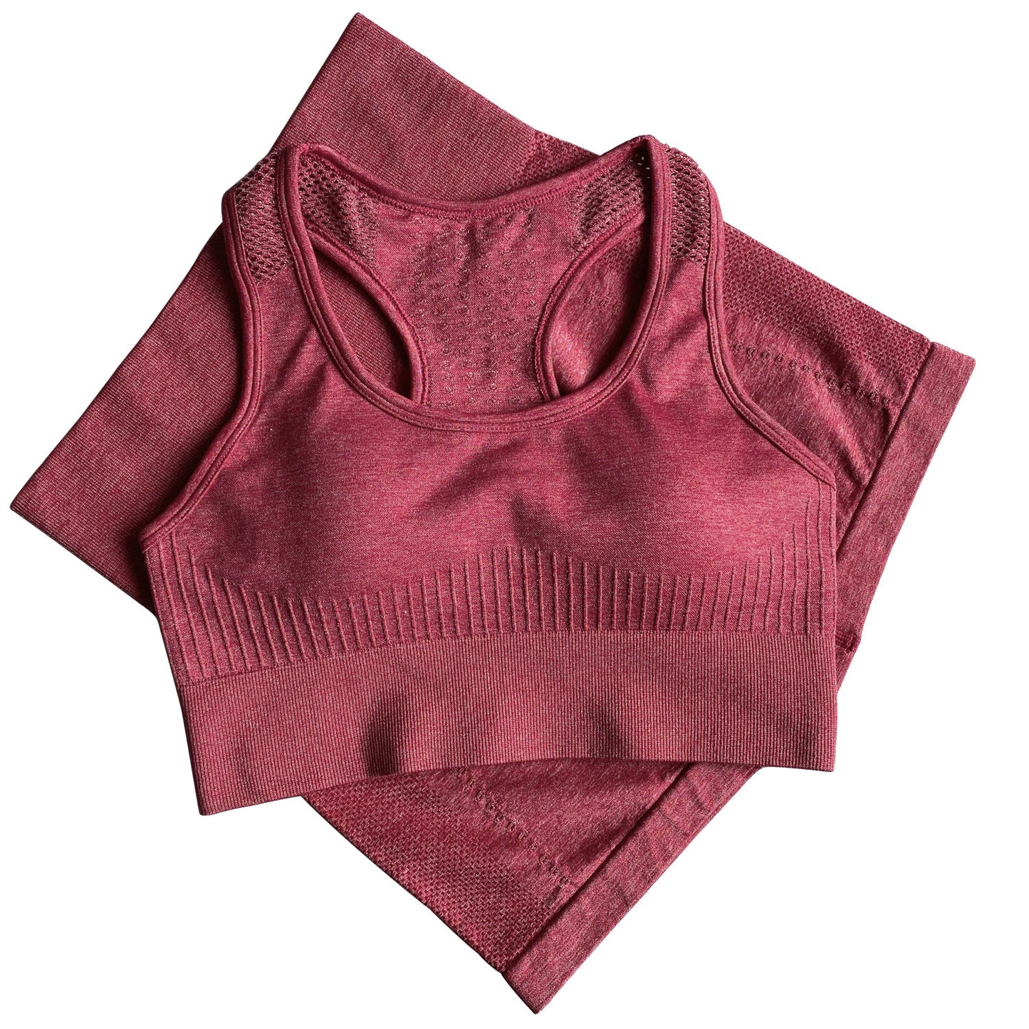 Gran conjunto de ropa deportiva con sujetador deportivo y pantalón corto de motociclista