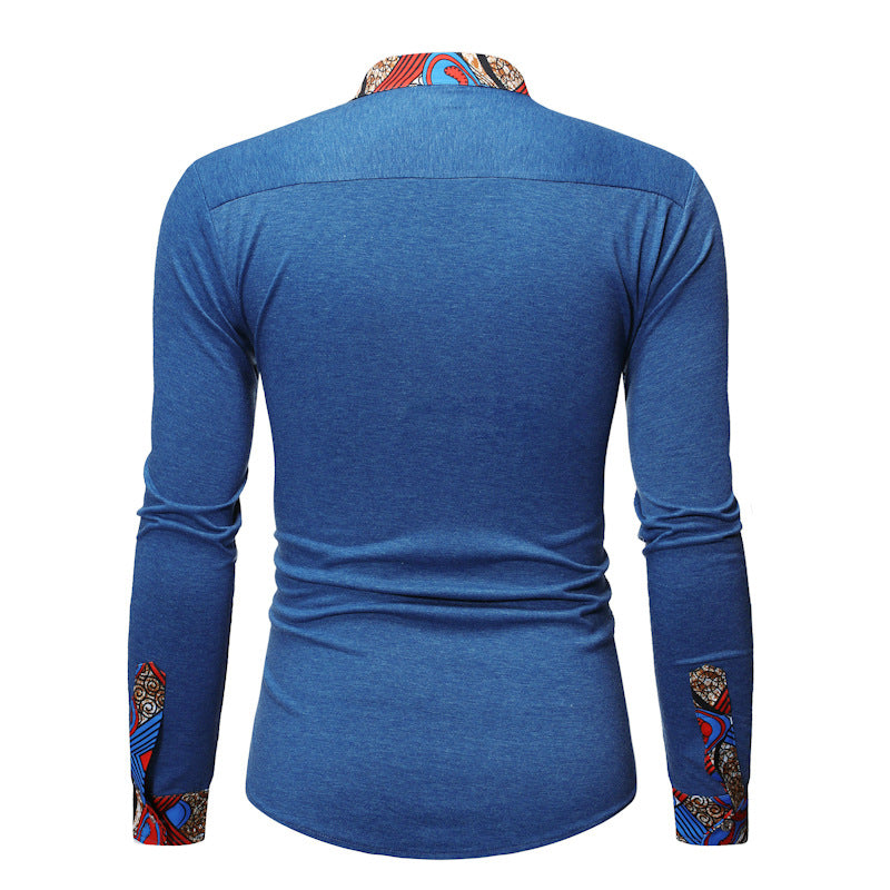 Men's Band Collar "Flavor" Long Sleeve Shirt