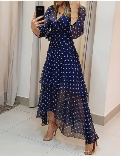 Vestido de mujer con estampado de lunares azules