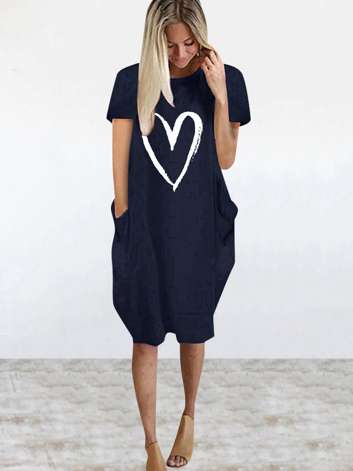 Short Sleeve Comfy Heart Dress