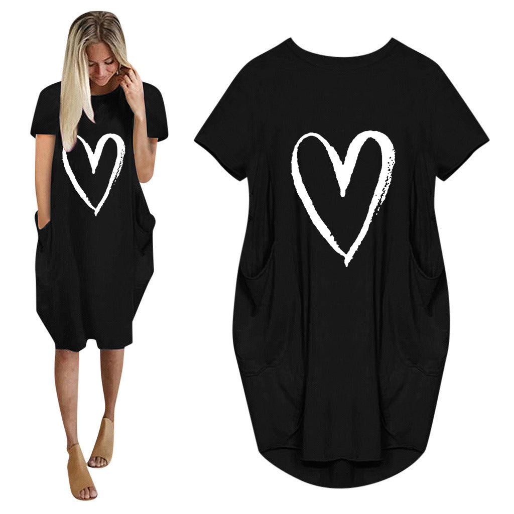 Short Sleeve Comfy Heart Dress