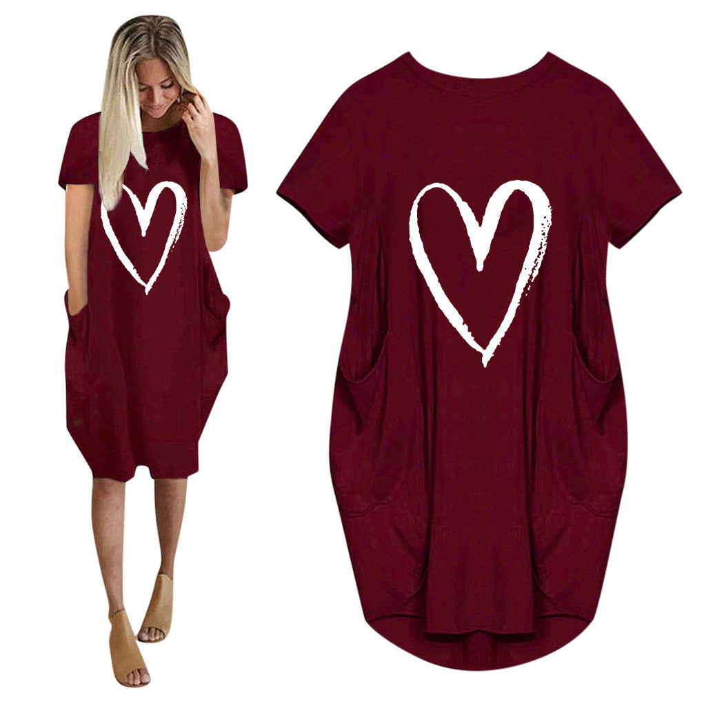 Short Sleeve Comfy Heart Dress