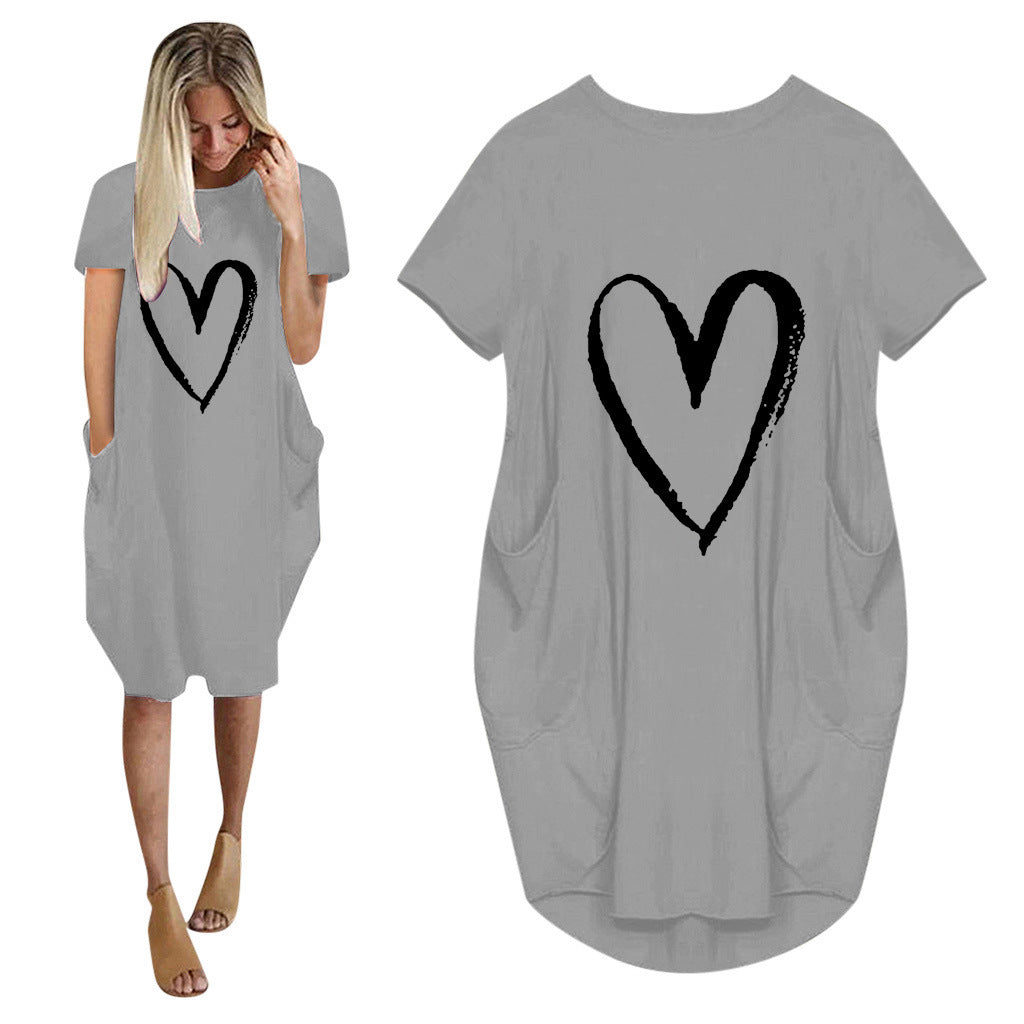 Short Sleeve Comfy Heart Dress