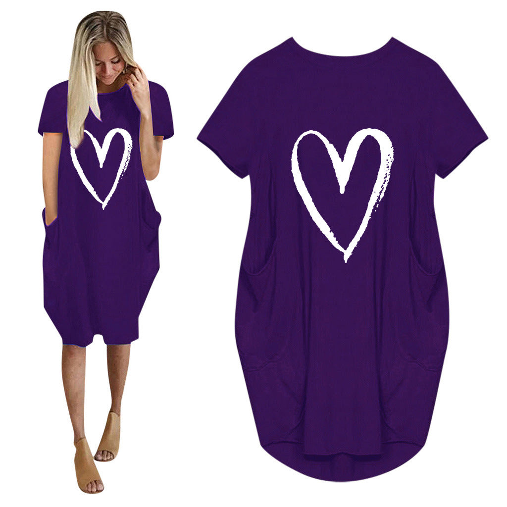 Short Sleeve Comfy Heart Dress