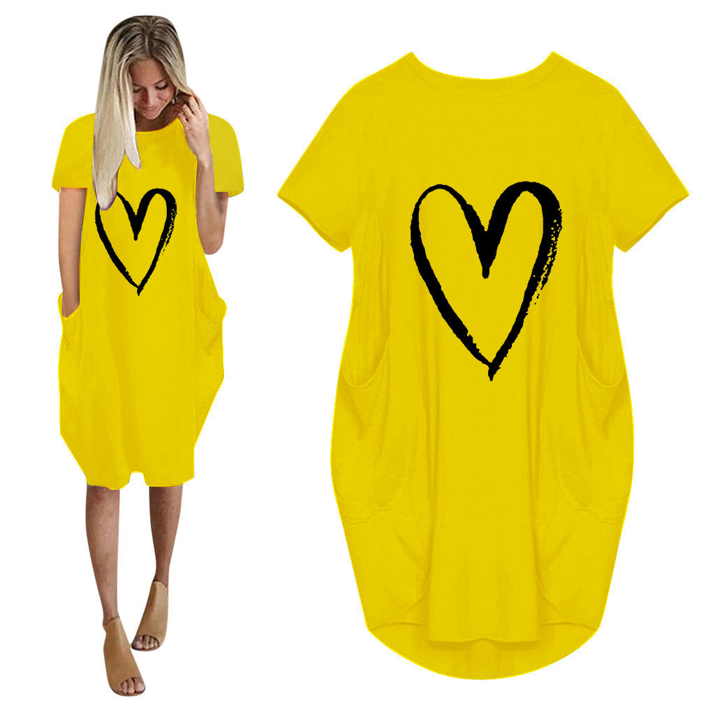 Short Sleeve Comfy Heart Dress