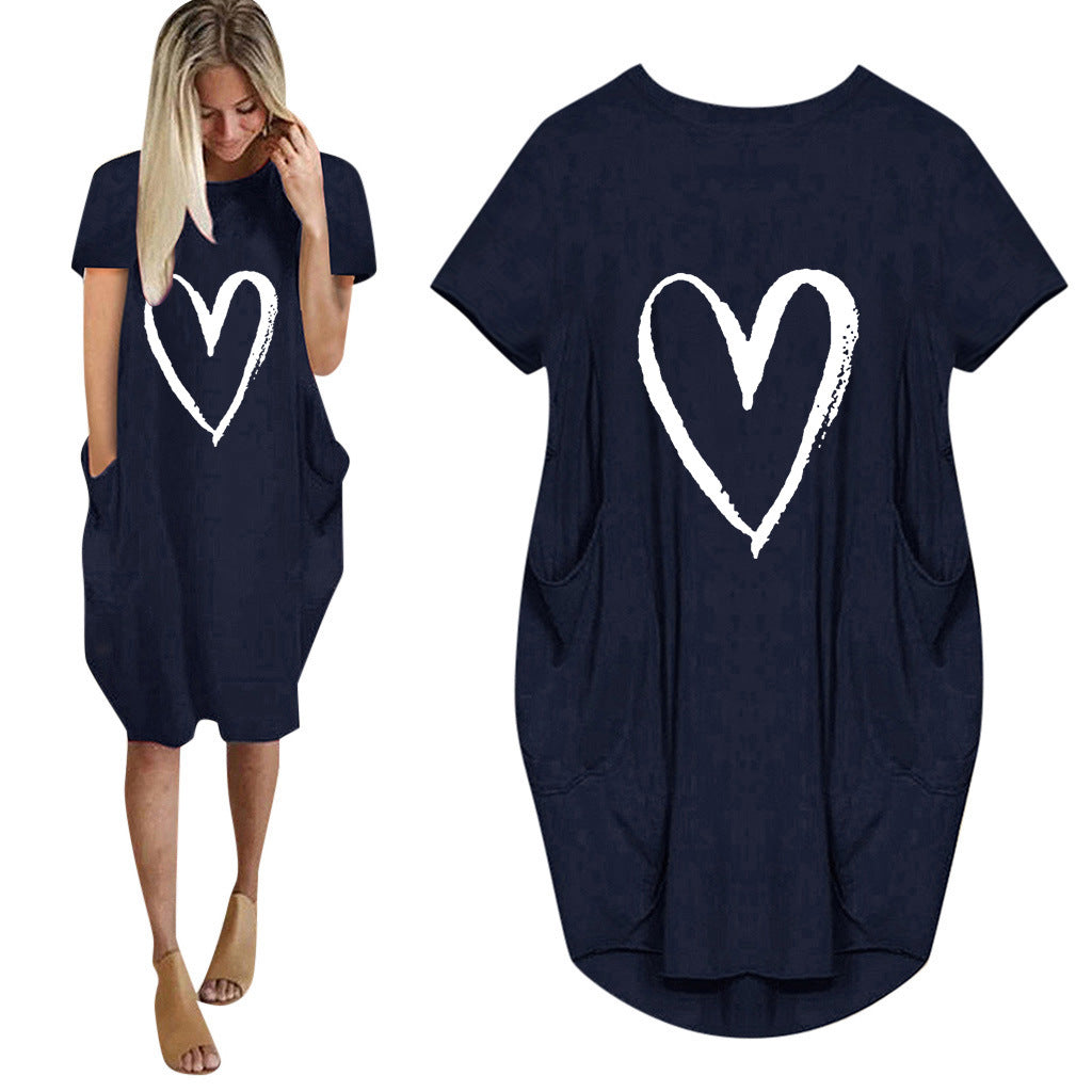 Short Sleeve Comfy Heart Dress