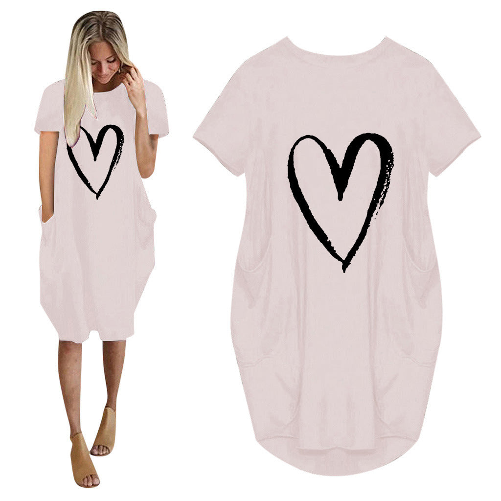 Short Sleeve Comfy Heart Dress