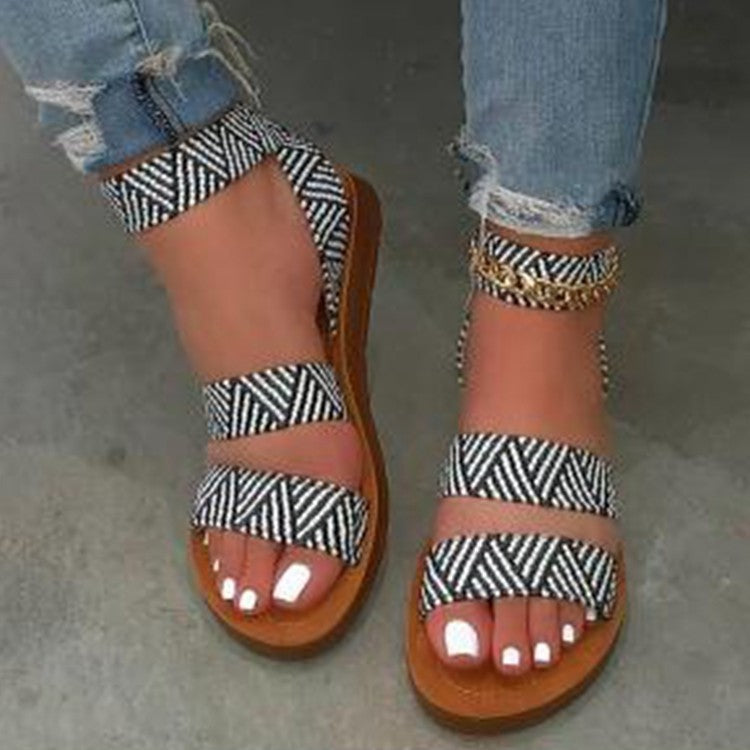 Flache, gepolsterte Damen-Riemensandalen
