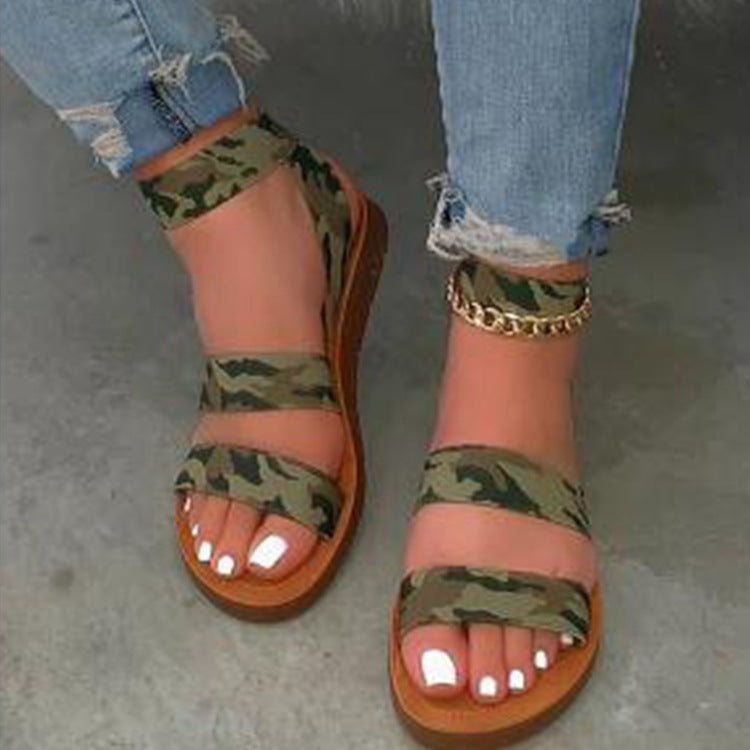 Flache, gepolsterte Damen-Riemensandalen