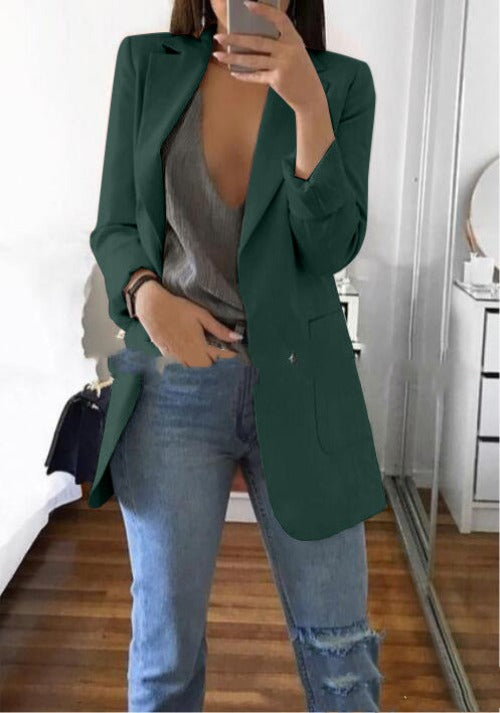 Revers-Blazer in mittlerer Oberschenkellänge
