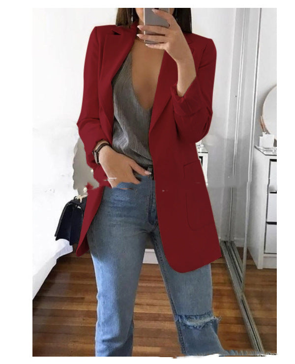 Revers-Blazer in mittlerer Oberschenkellänge