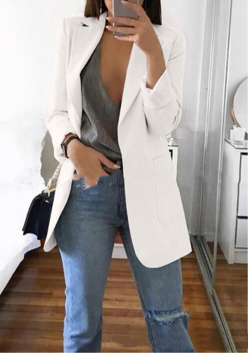 Revers-Blazer in mittlerer Oberschenkellänge