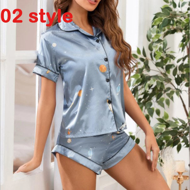 Conjunto de pijama con pantalones cortos con estampado de satén