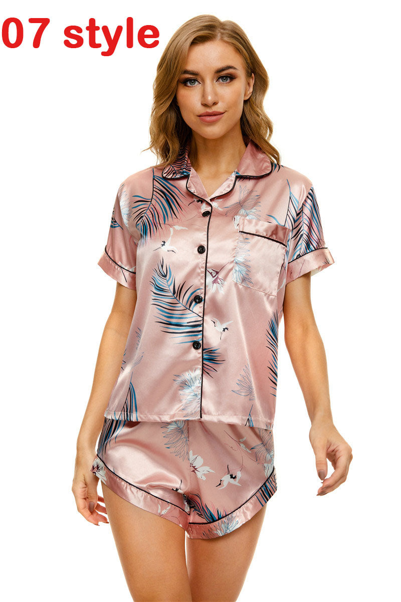 Conjunto de pijama con pantalones cortos con estampado de satén