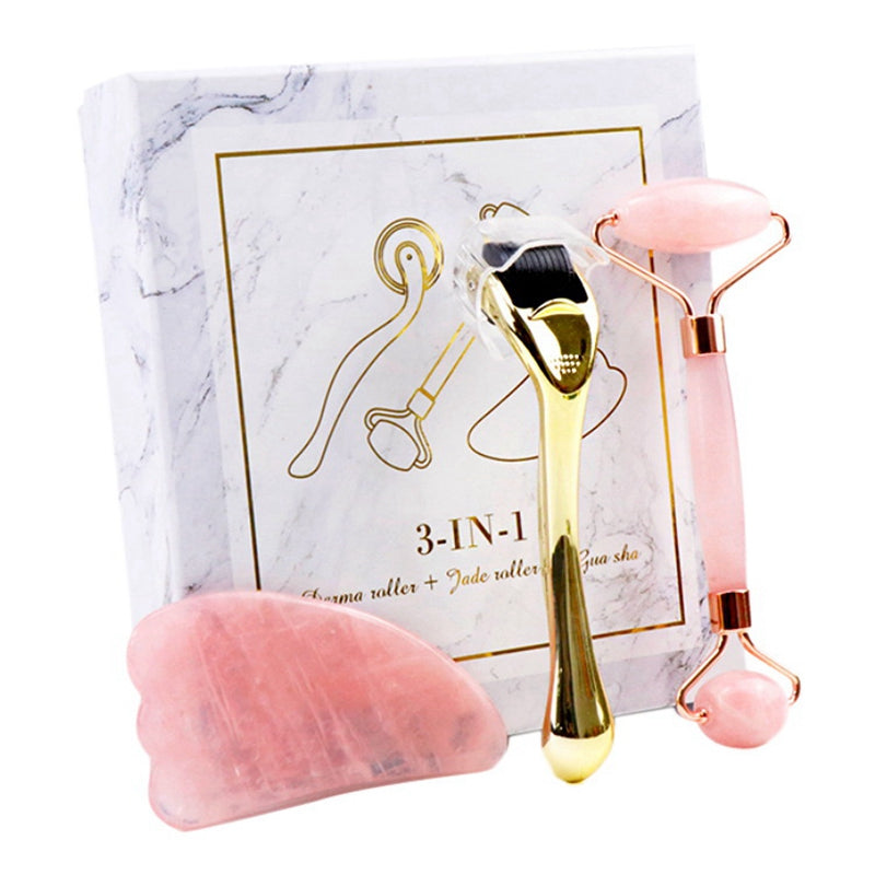 Kristall- oder Jade-Massageroller/Mikronadel/Gua Sha Jade Board Beauty Spa Set