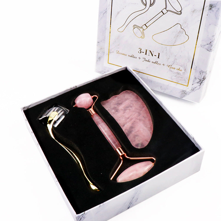 Kristall- oder Jade-Massageroller/Mikronadel/Gua Sha Jade Board Beauty Spa Set