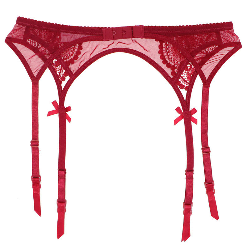 Sexy roter Spitzen-BH, 5-teiliges Set, Valentinstag-Verführungs-Dessous