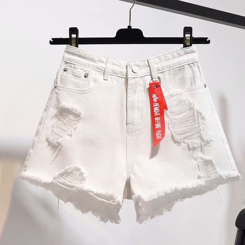 Fringed Hem Jean Shorts (Color Options)