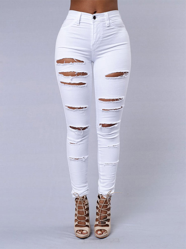 Vaqueros pitillo rasgados para mujer (2 colores)
