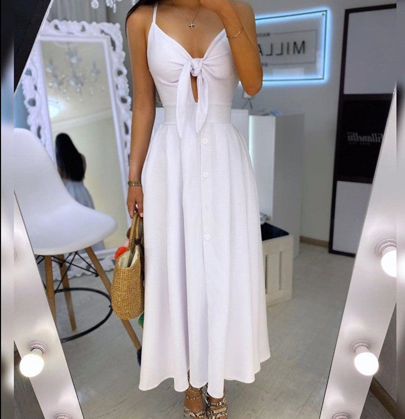 Sabrina Spaghetti Strap Bust Tie Cutout Dress