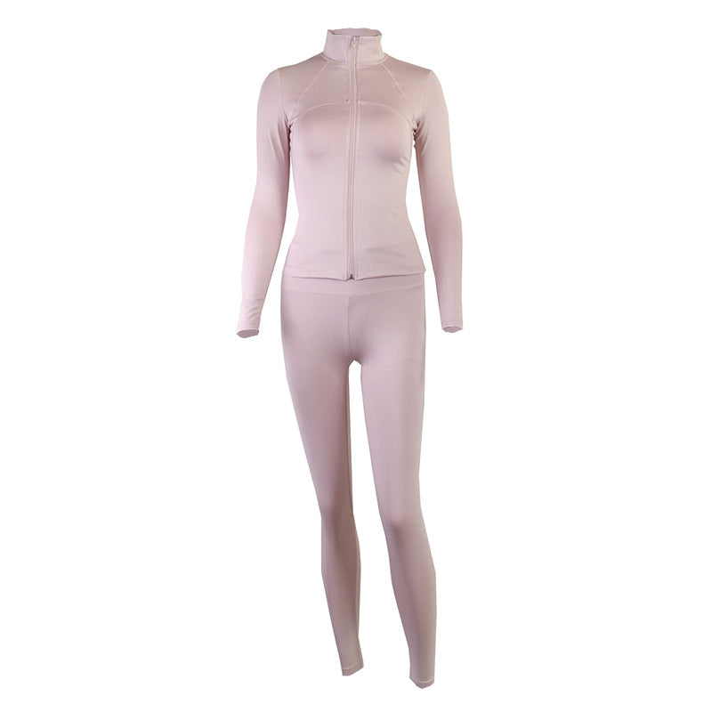 Conjunto de ropa deportiva deportiva con chaqueta y medias con cremallera