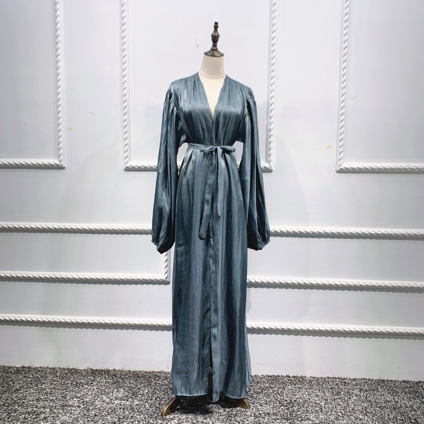 Elegant Silky Long Wrap Dress