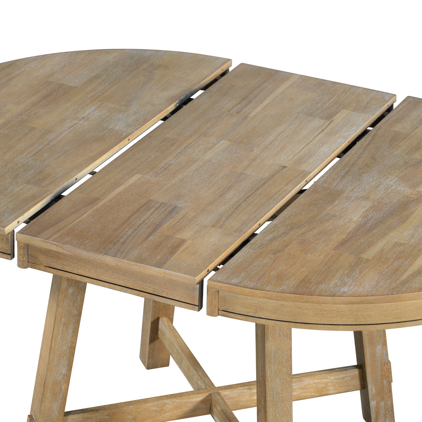 Mesa de comedor extensible redonda de madera de 5 piezas y 4 sillas de comedor tapizadas