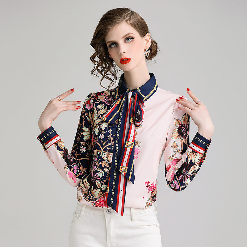 Button Up Bow Tie and Flower Print Shirt
