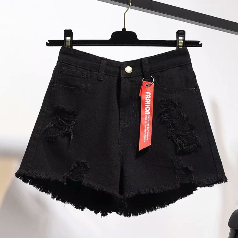 Fringed Hem Jean Shorts (Color Options)