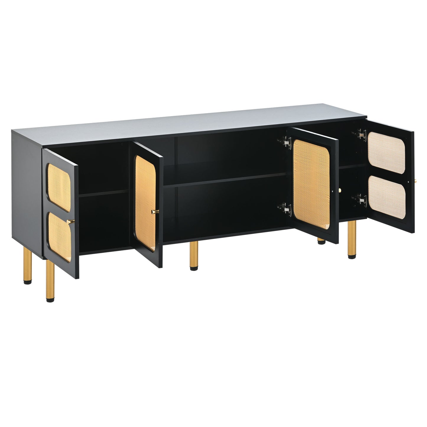 Black & Rattan TV Stand for TVs Up to 70”