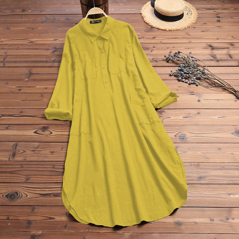 Comfy Long Pocketed Shirt Dress